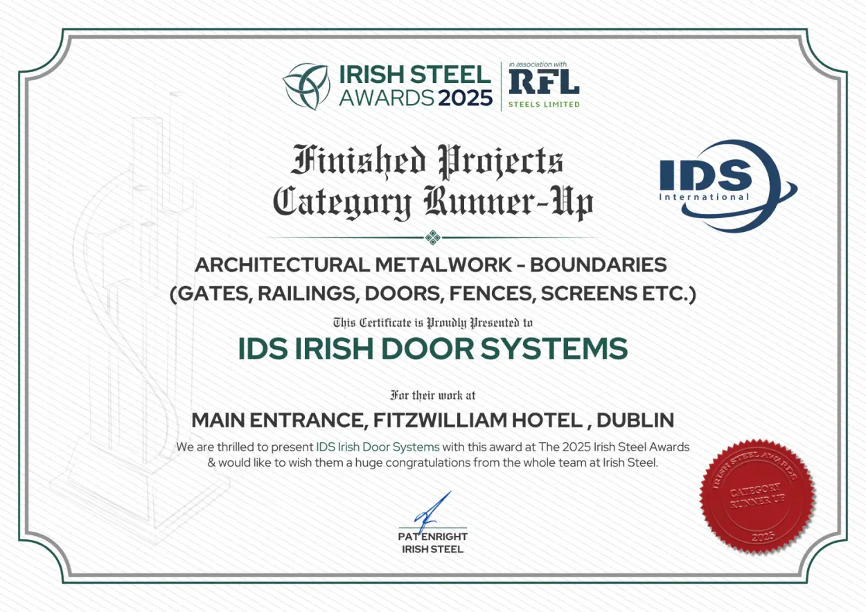ids-wins-irish-steel-awards-2025-main-entrance,-fitzwilliam-hotel